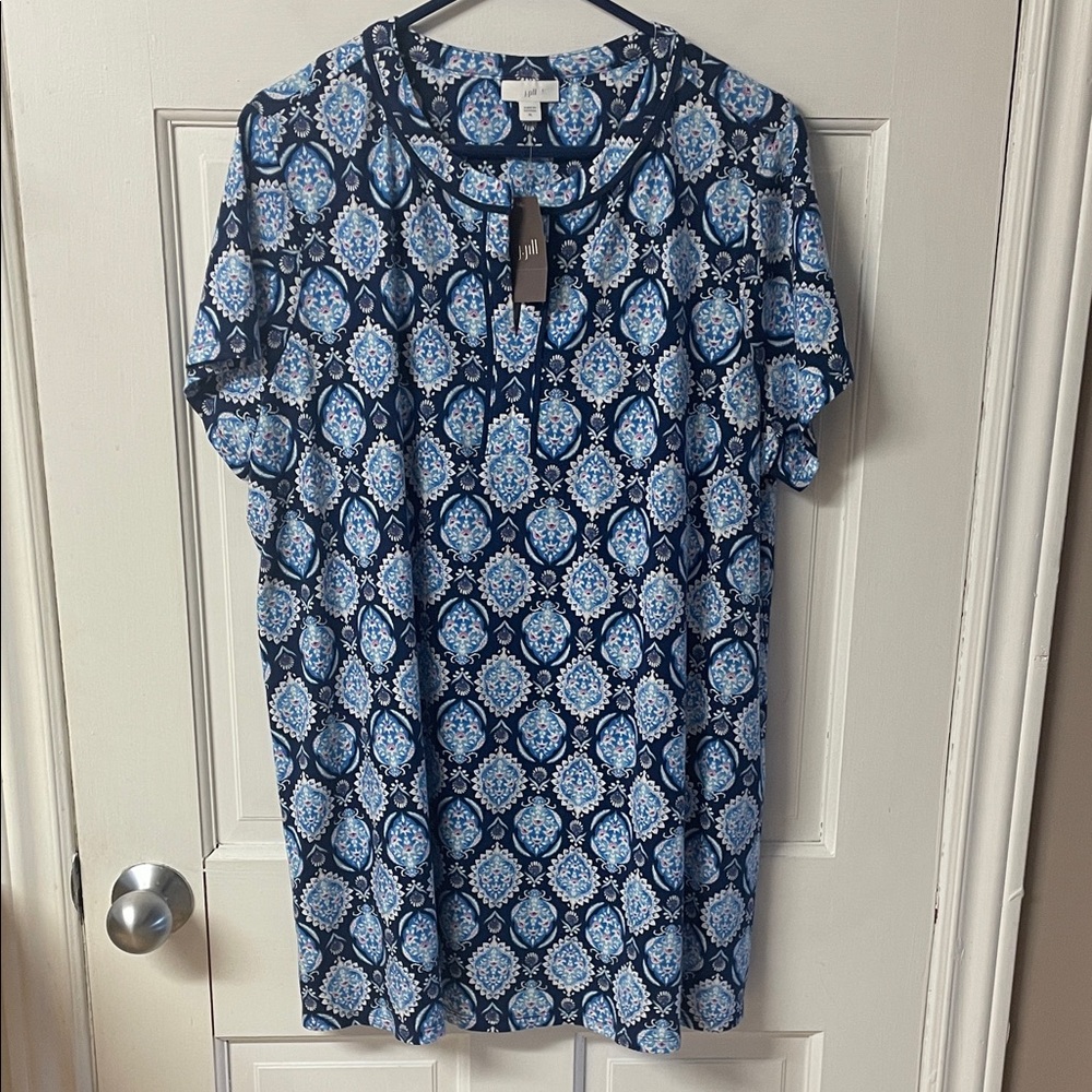 J. Jill short sleeve tunic length floral print shirt blouse women’s size XL NWT